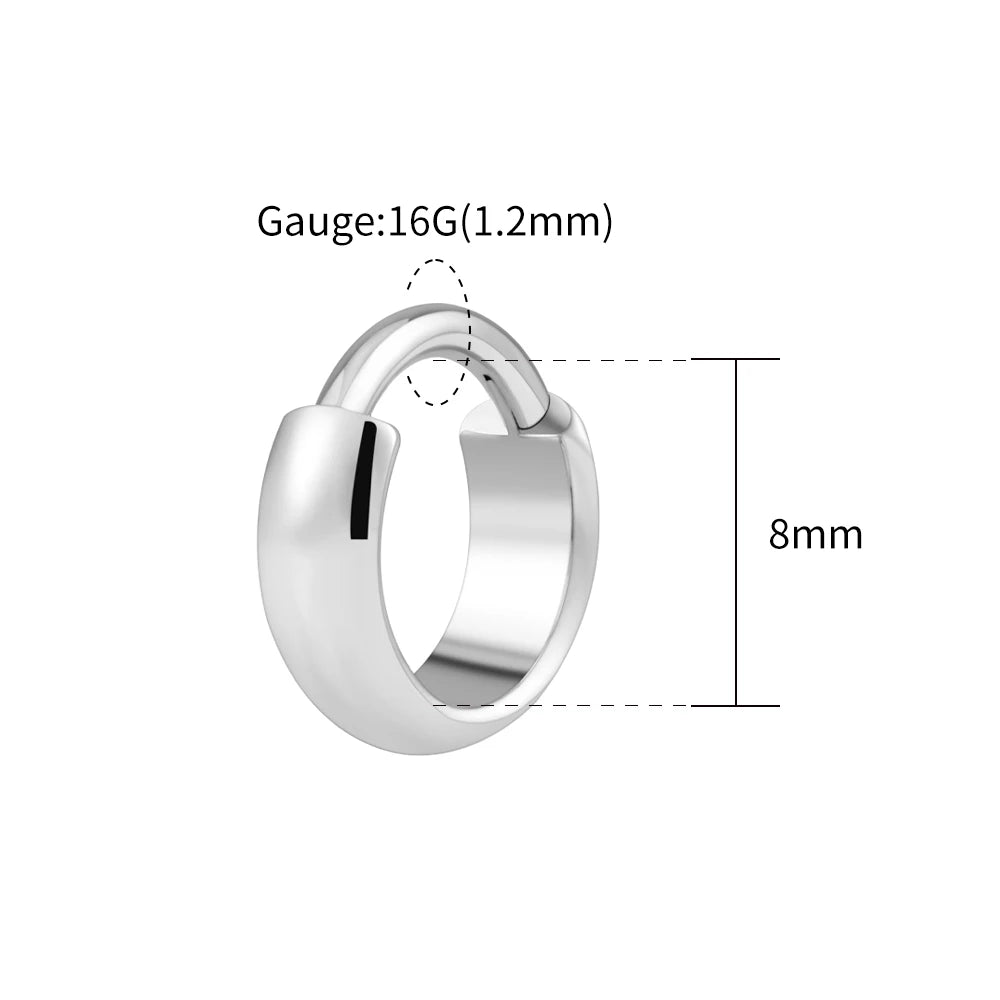 Right Grand ASTM F136 Titanium 16G Wide Chunky Conch Clicker Ring 8/10/12mm Cartilage Hoop Earring Earlobe Nose Piercing Jewelry