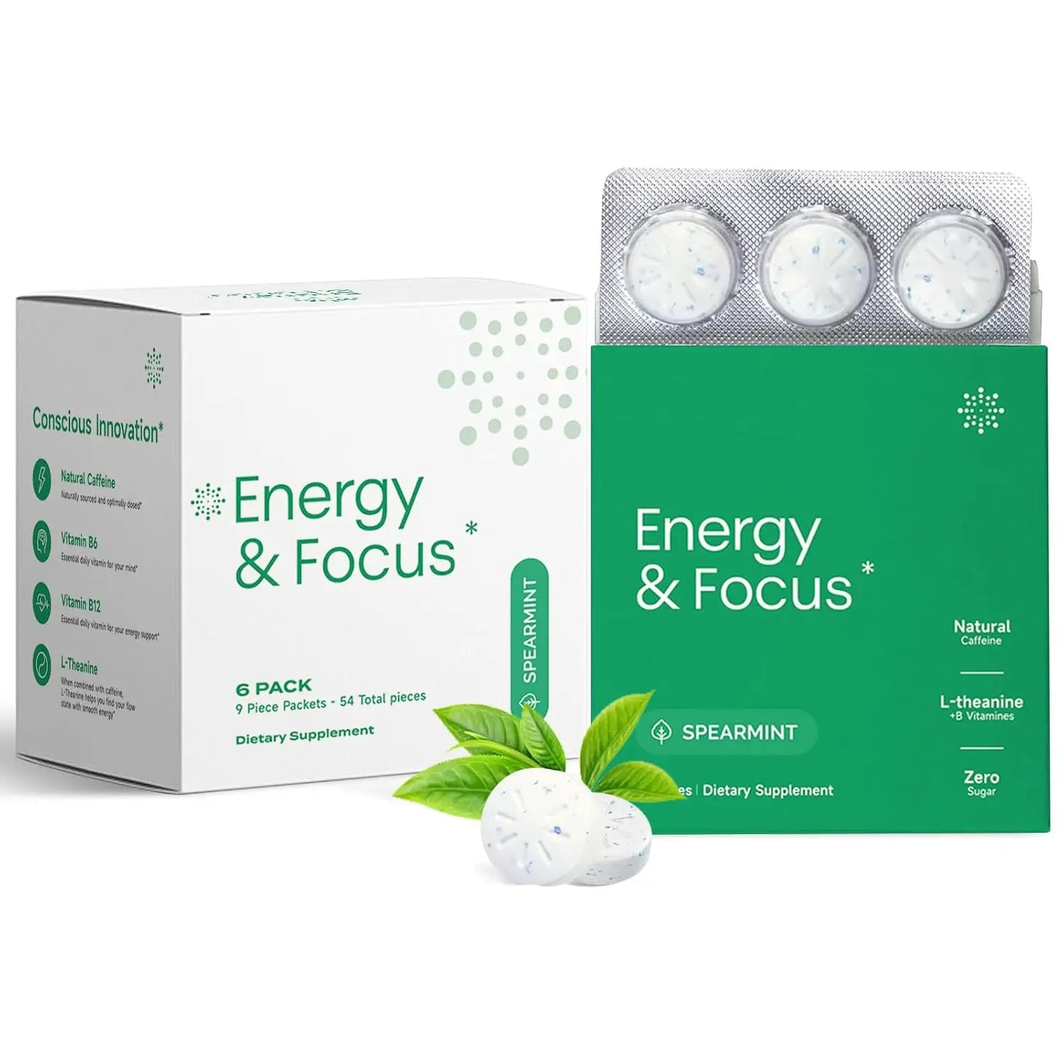 Sugar-Free Mint Tablet Candy Boost Your Energy and Focus Long Lasting Chew Improve Energy And Attention Caffeine Gum