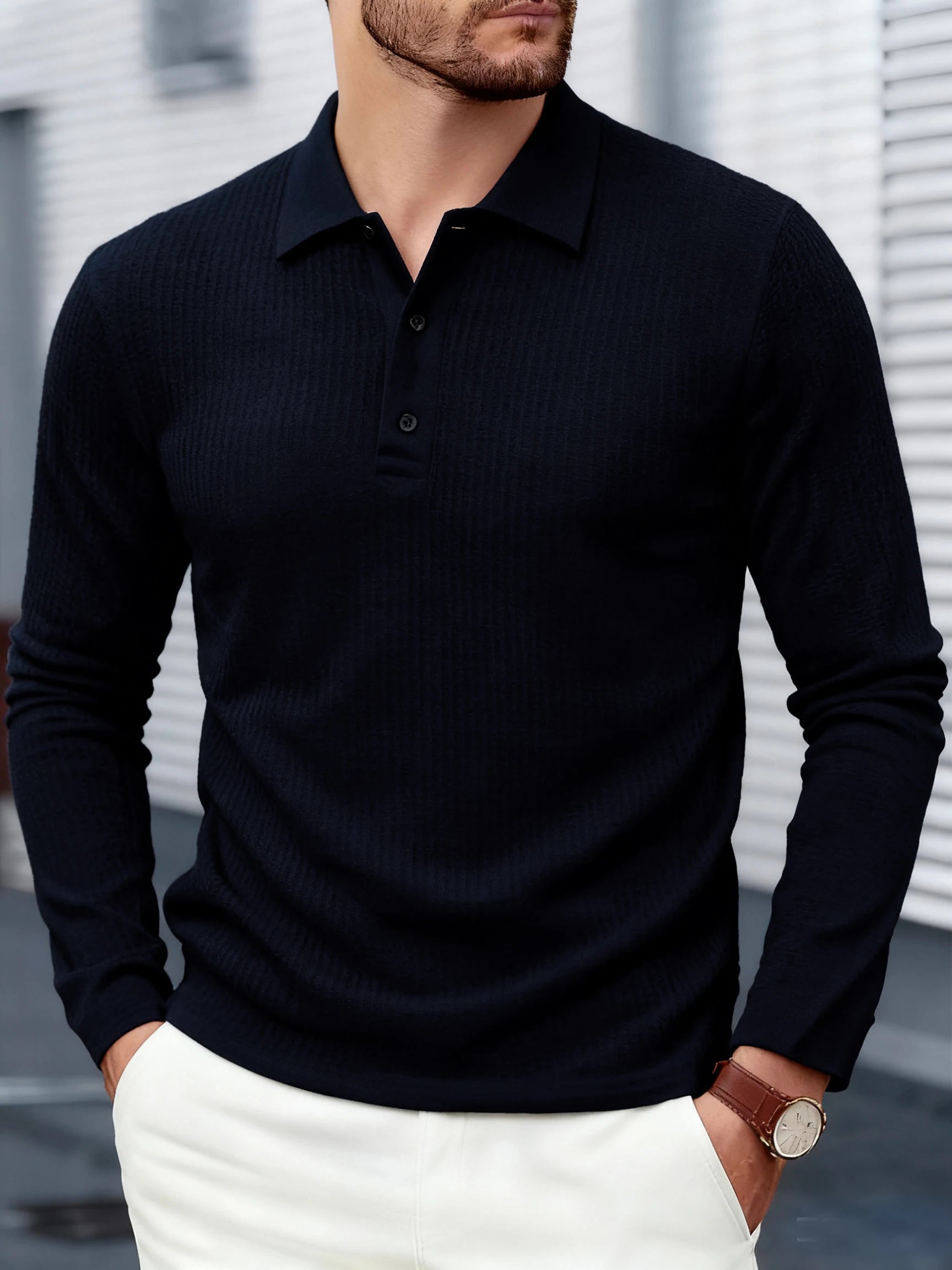 2026 New Men's Business Casual Long Sleeve Polo T-shirt Summer Comfortable Breathable Top male fFormal Occasions