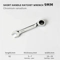 6-19mm Stubby Ratchet Spanner Short Ratchet Wrench Car Repair Hand Tools 72 Tooth Design Short Handle Dual-purpose Wrench Tool