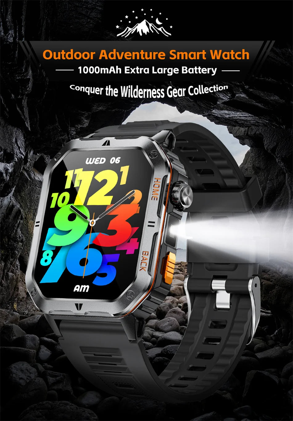 2025 New Smart Watch Men 1000mAh Ultra Large Battery 3ATM Professional Waterproof 2.01" HD Display Outdoor GPS Sports Smartwatch