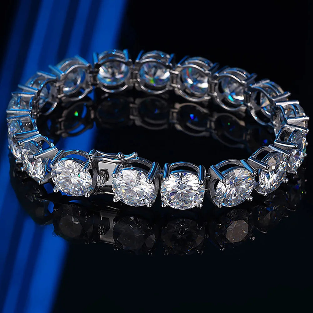 Serenity 10mm D Color Big Moissanite Tennis Bracelet for Women Men 100% S925 Sterling Silver Hand Chain Plated 18K Bracelet GRA