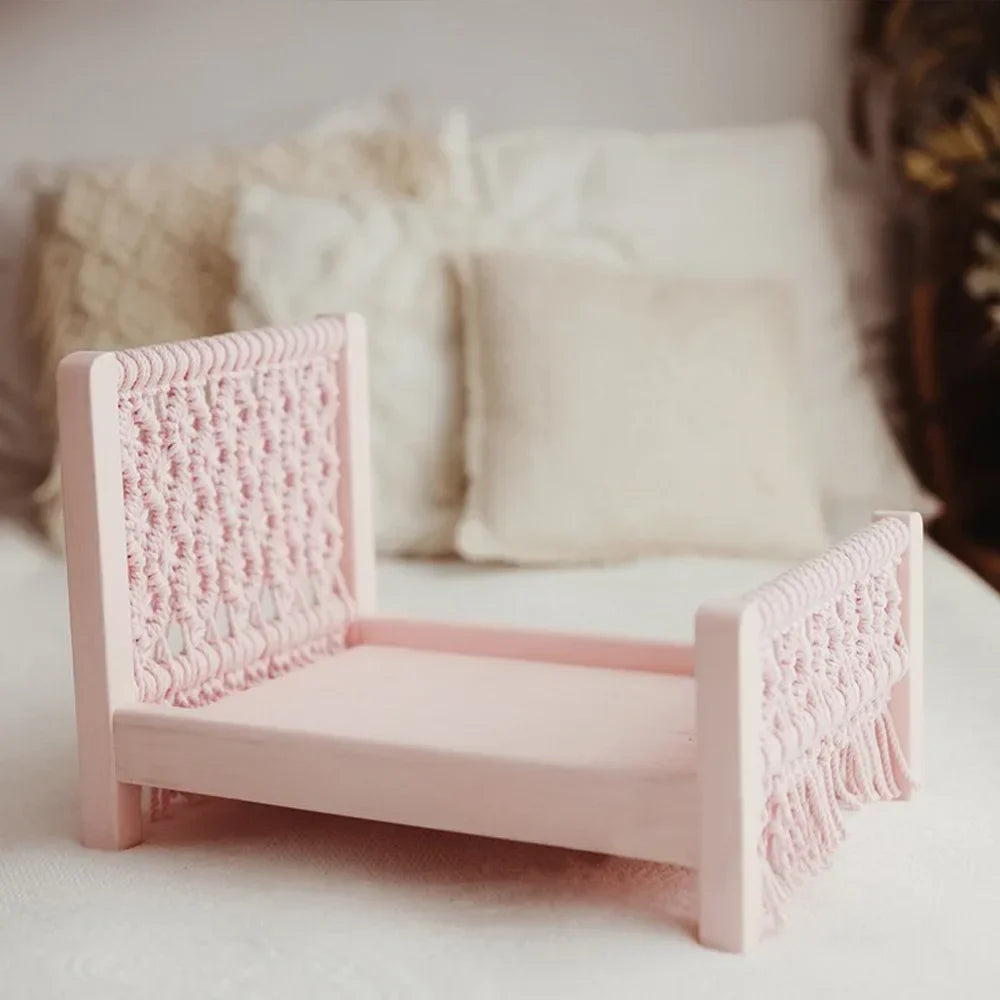 1pc Detachable Small Wooden Doll Bed Newborn Photography Props Studio Baby Photo Shooting Background Decorative Accessories