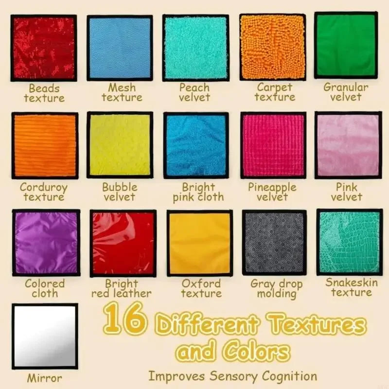 16Pcs Infant Exploration Mat Machine Washable Multi Texture Design Sensory Toy For Sensory Development
