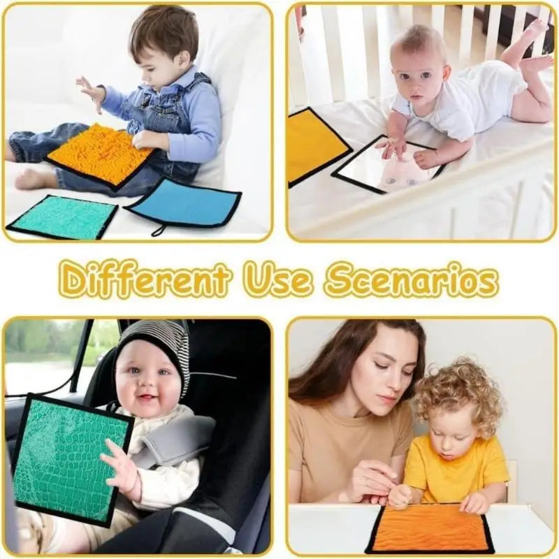 A5YC 16Pcs Infant Exploration Mat Machine Washable Multi Texture Design Sensory Toy For Sensory Development