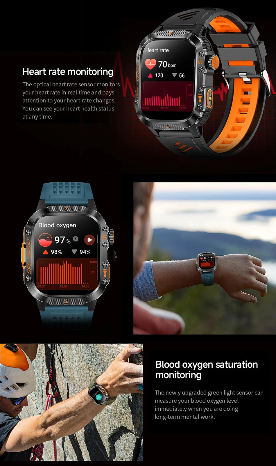 2025 New Dual-Frequency Satellite GPS Sports Smart Watch Compass Barometer Bluetooth Call 10ATM Waterproof Swim Smart Bracelet