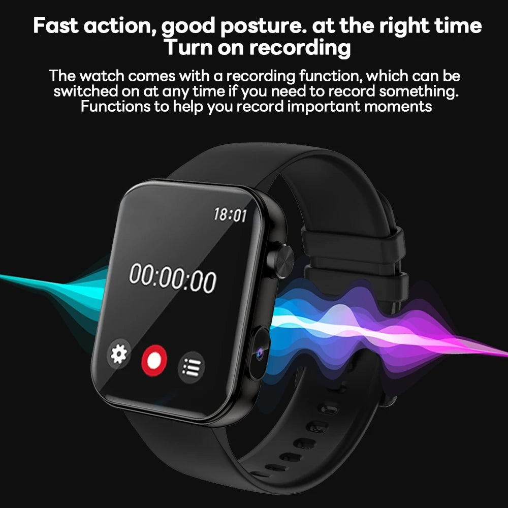 2025 New Smart Watch Women Men HD Camera Record Video Heart Rate 512MB Memory Music Sport Waterproof Bluetooth Call Smartwatch