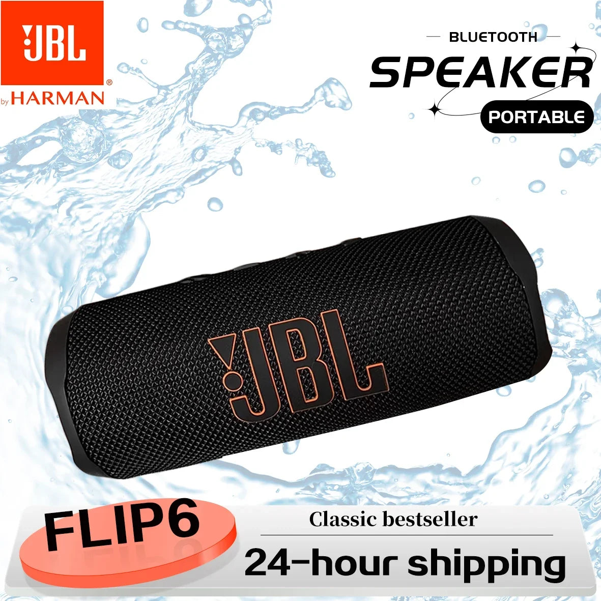 JBL Flip 6 Wireless Bluetooth Speaker - Rugged Waterproof Design Enhanced Sound with Independent Tweeters