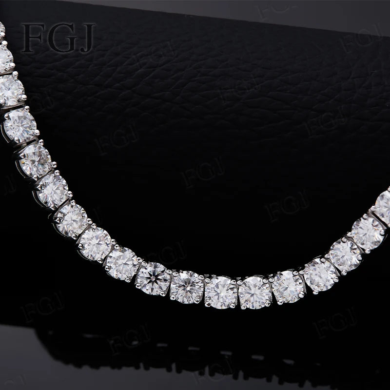 100% Real Moissanite Tennis Necklace for Woman Men Wedding Jewelry With GRA 925 Sterling Silver Plated 18K White Gold Necklace