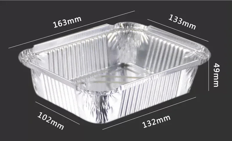 100 Pieces of Barbecue Tin Foil Special Packaging Box Aluminum Foil Lunch Box Home Takeaway Air Fryer Disposable Tin Foil Bowl