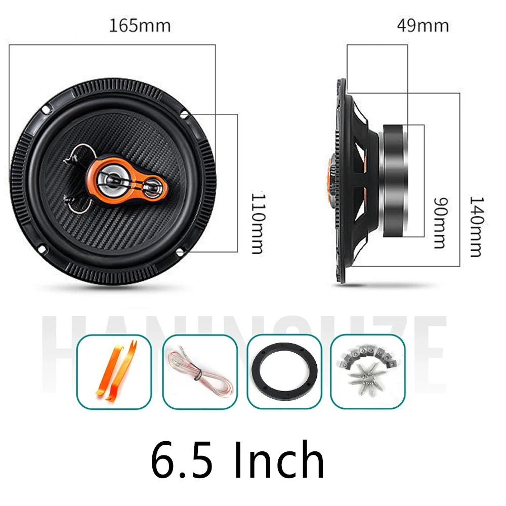 2pcs 4''/5''/6 /''6.5 Inch 2 Way Coaxial Speakers For Car 4 Ohm 100-150W Subwoofer Universal Automotive Rubber Surround Tweeter