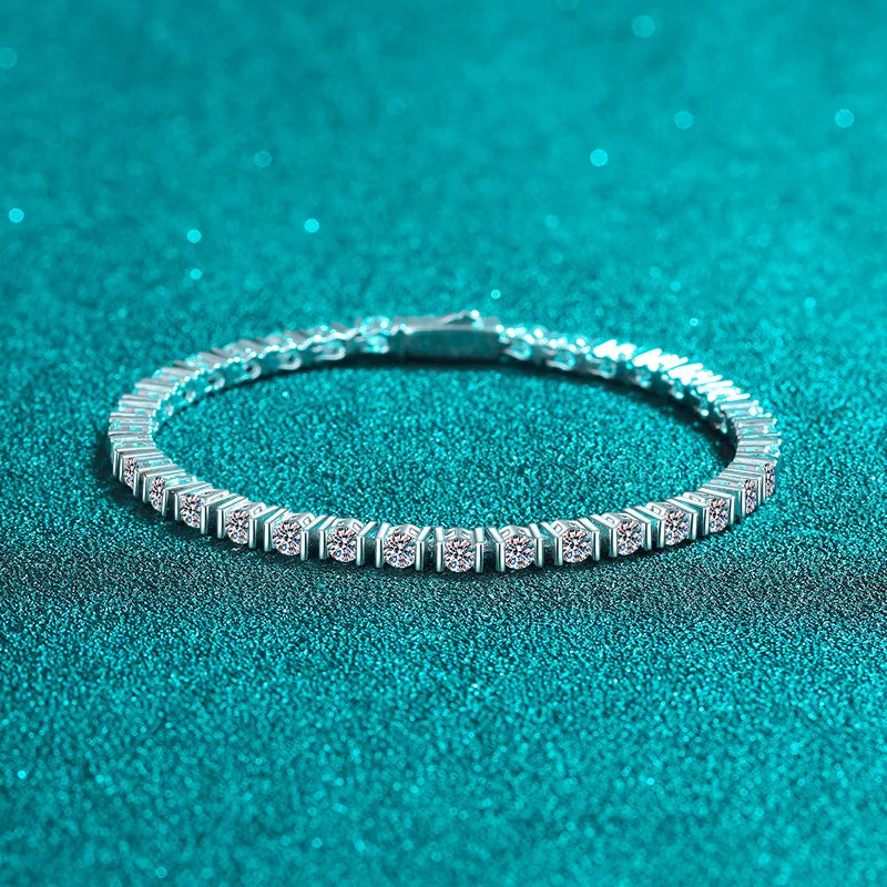 Women's PT950 Platinum Bracelet, 18cm Single 10 Points 3.9 Carat, Hip-Hop Luxury Style Full Diamond Jewelry.