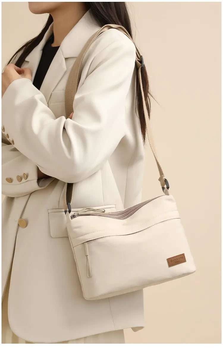 Large Capacity Nylon Bag Women's Casual Style Crossbody Shoulder Bag Portable Fashionable Single Strap Small Square Bag