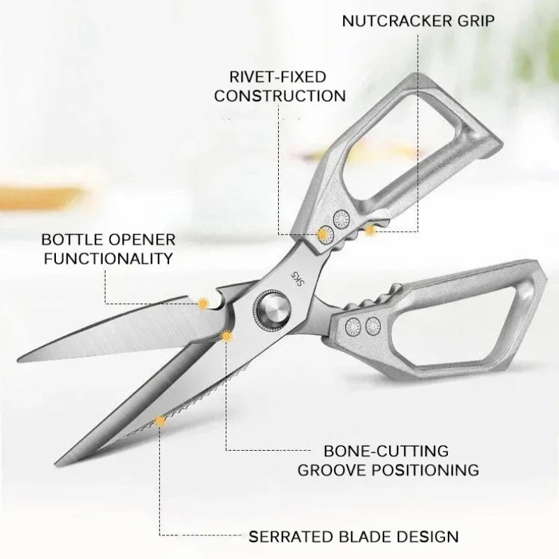 WXCOO Japanese Household Chicken Bone Scissor SK5 Stainless Steel Multi-Purpose Shears Specialized Heavy-Duty Kitchen Scissors