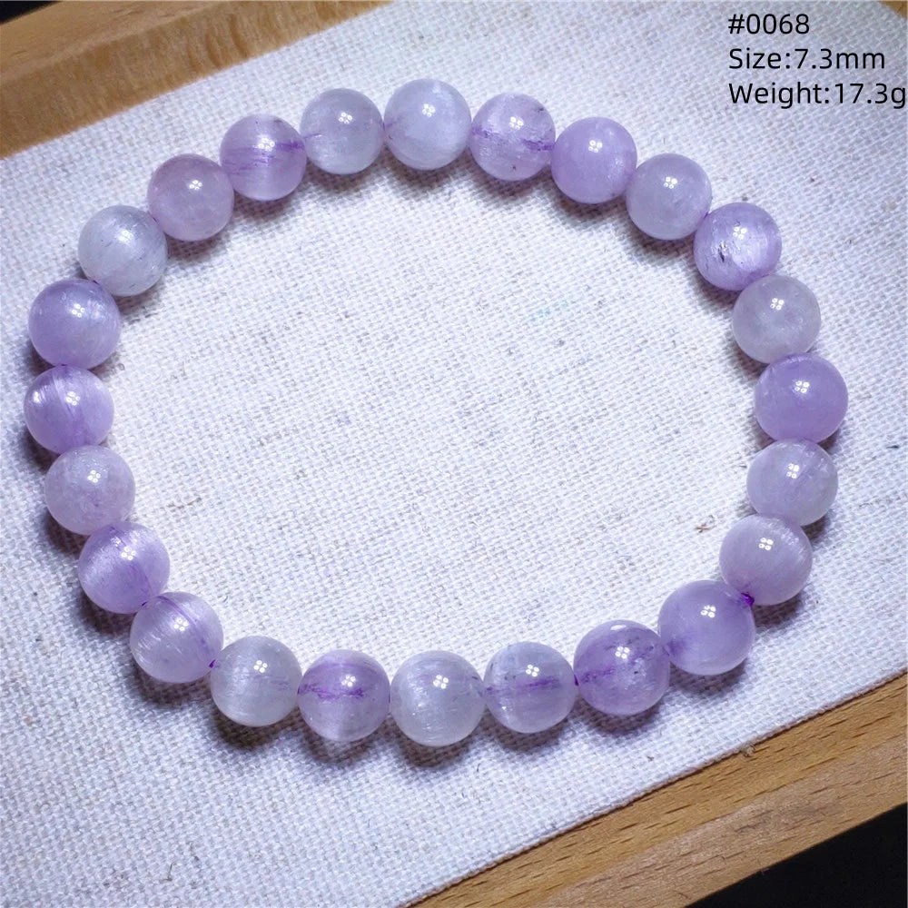 Natural Purple Kunzite Clear Round Beads Bracelet Jewelry Women Men Colorful Kunzite Bracelet Cat Eye Women Men AAAAAA