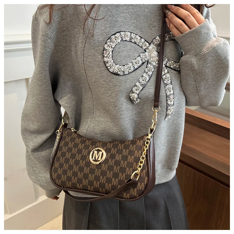 Vintage Floral Print Underarm Bag Women's Crossbody Shoulder Bag Casual Versatile Small Bag Popular Female Fashion Design