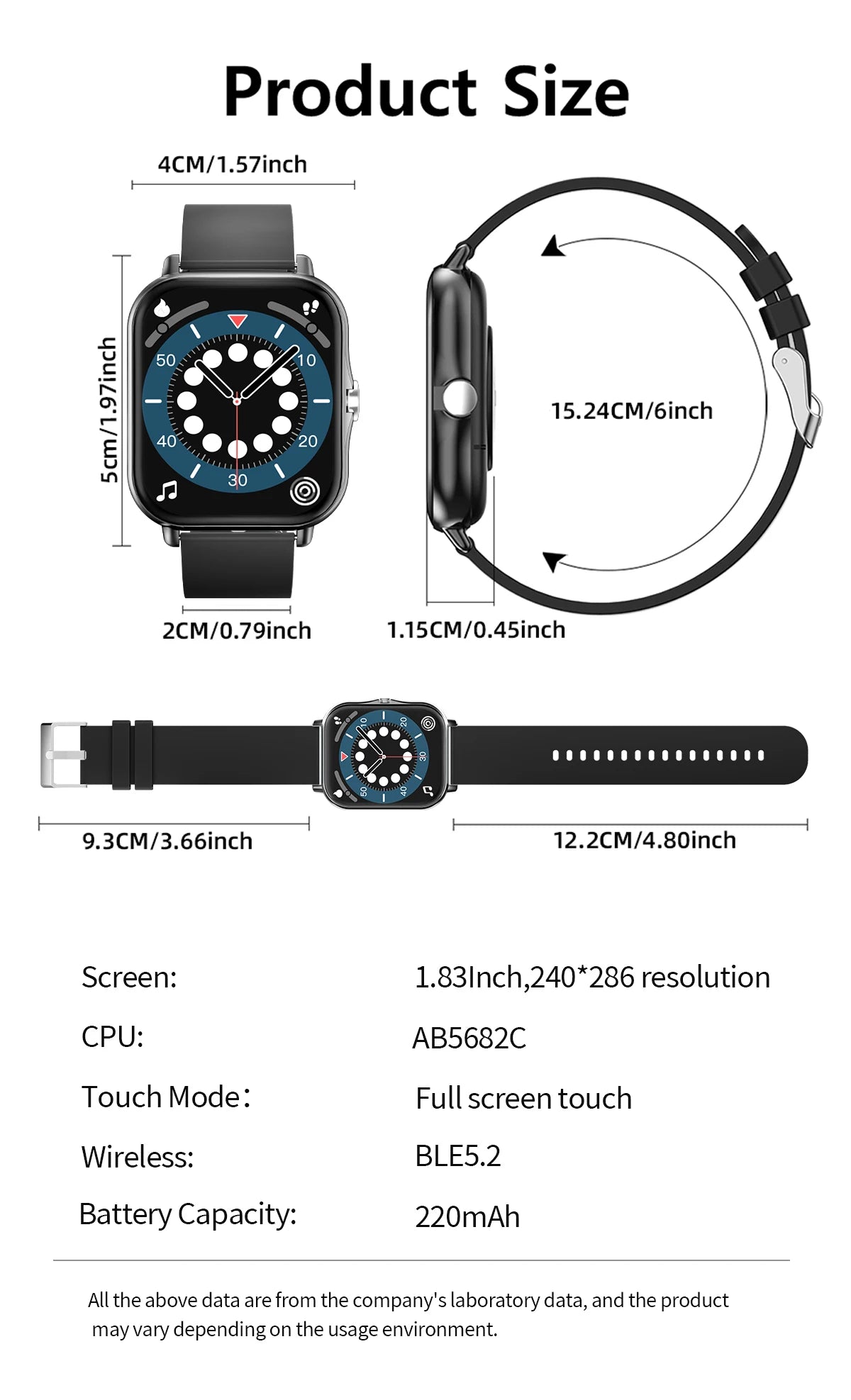 NEW Smart Watch Full Screen Multi-color Watch Strap Wireless Call For Android/IOS Message Reminder Outdoor Sport Watch Men Women