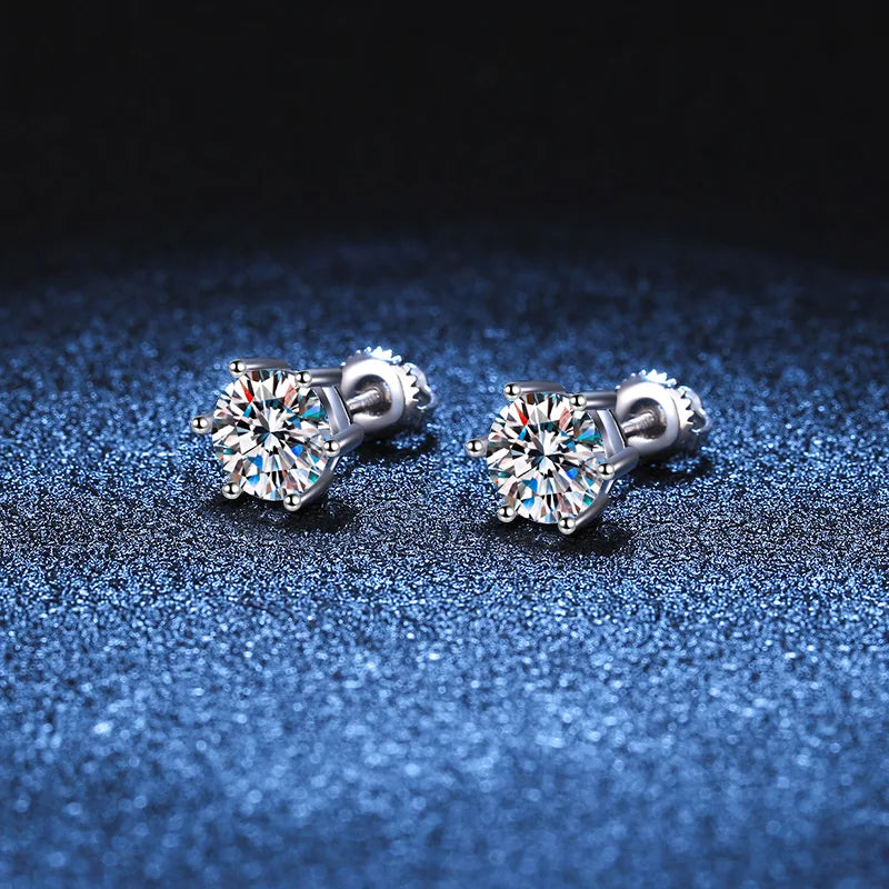 Premium 0.5-2ct Moissanite Diamond Stud Earrings for Women Orginal 925 Sterling Silver Screw Back Women Moissanite Earring 2026