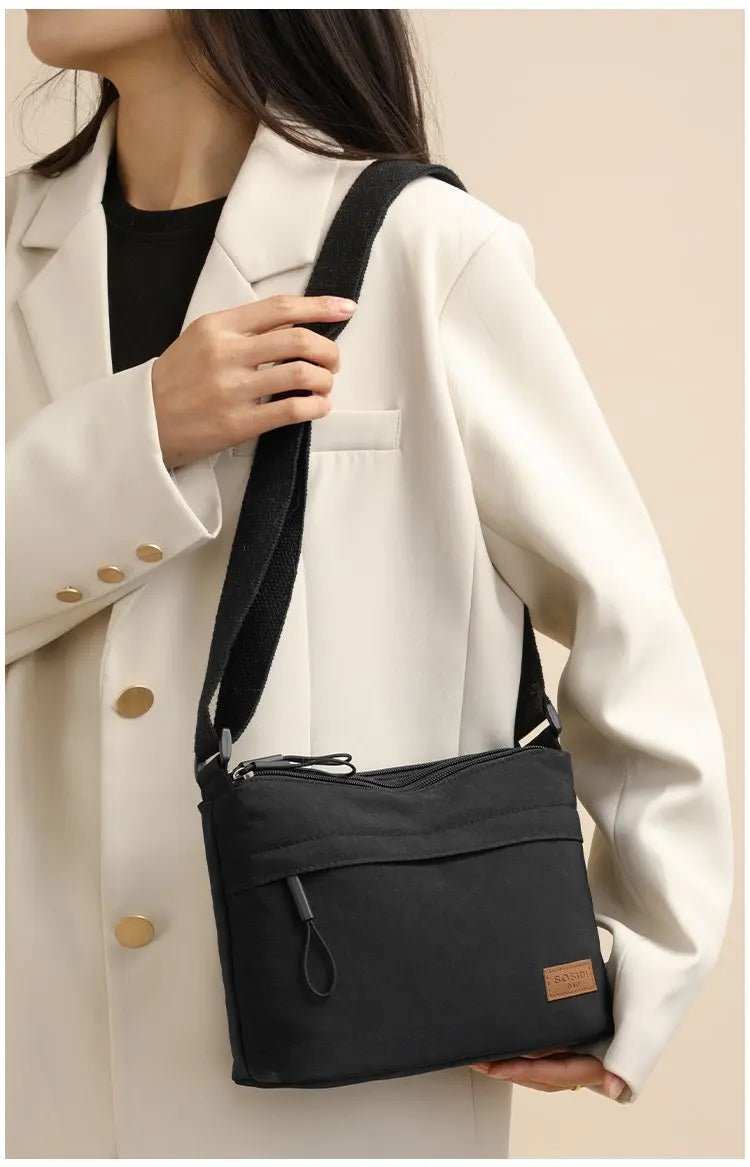 Large Capacity Nylon Bag Women's Casual Style Crossbody Shoulder Bag Portable Fashionable Single Strap Small Square Bag