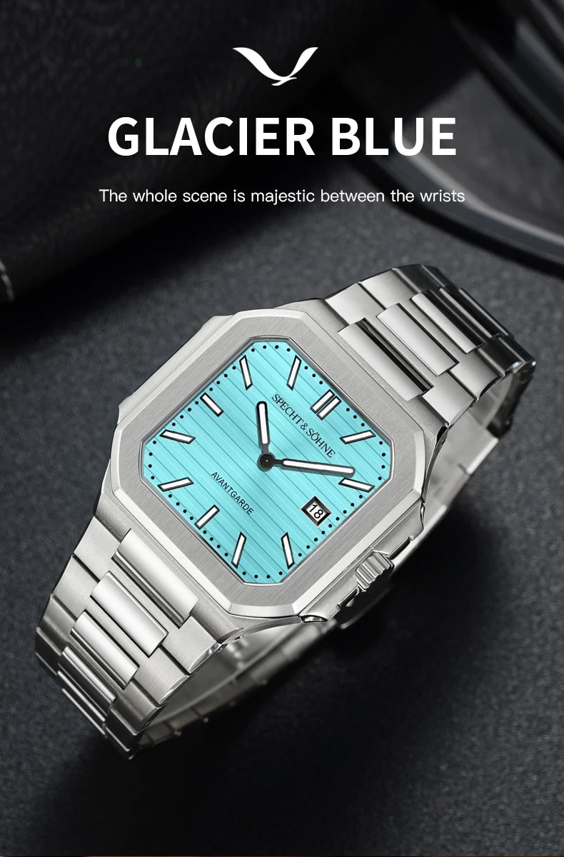 2025 Specht & Söhne New Hot Selling Ultrathin Cubic Watch For Men Quartz Wristwatch Sapphire Green Color Luminous Waterproof
