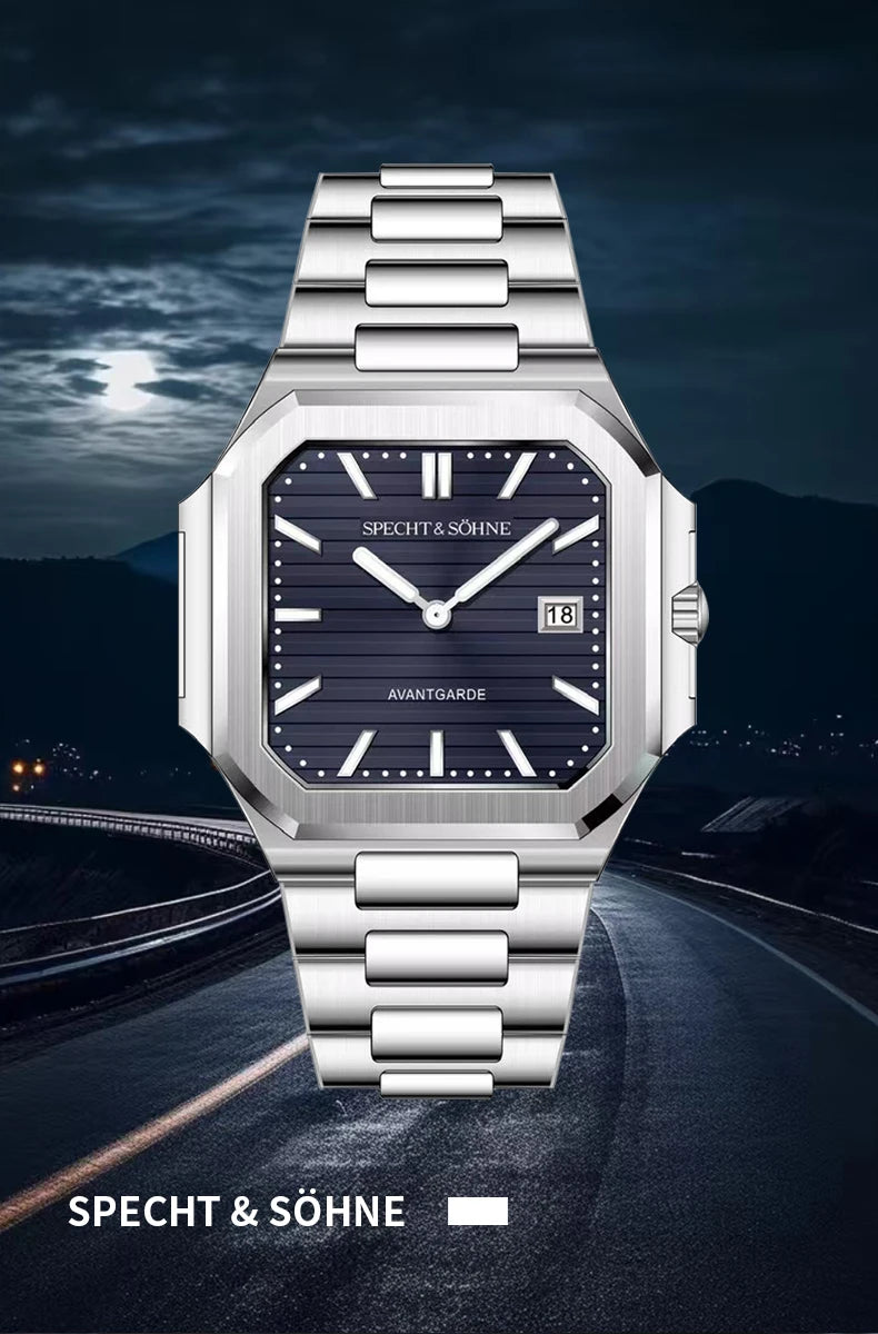 2025 Specht & Söhne New Hot Selling Ultrathin Cubic Watch For Men Quartz Wristwatch Sapphire Green Color Luminous Waterproof
