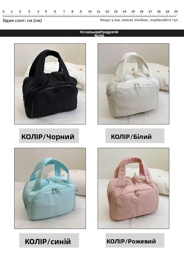 Portable Large Capacity Waterproof Cosmetic Storage Bag Handheld Travel Toiletry Bag Cosmetic Bag Durable Leather Bag