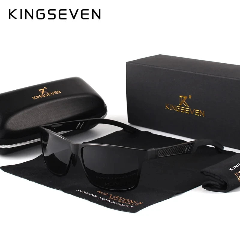 KINGSEVEN Men Polarized Sunglasses Aluminum Magnesium Driving UV400 Glasses Rectangle Shades Eye Protection Luxury Male Eyewear