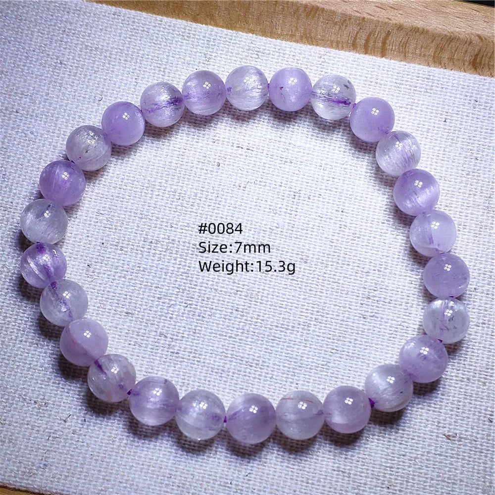 Natural Purple Kunzite Clear Round Beads Bracelet Jewelry Women Men Colorful Kunzite Bracelet Cat Eye Women Men AAAAAA