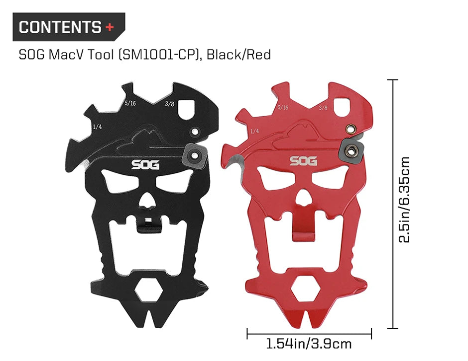 SOG MacV Multi-tool Mini Keychain Skull Wrench EDC Multifunctional Tools Portable Outdoor Camping Survival Bottle Opener SM1001