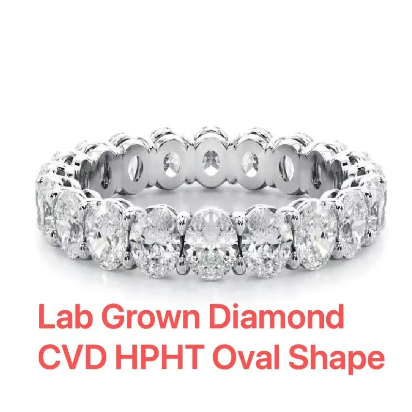 3ctw Lab Grown Created Diamond Wedding Band Ring Oval Cut 10K White Gold CVD HPHT Diamond DEF Color VS-VVS