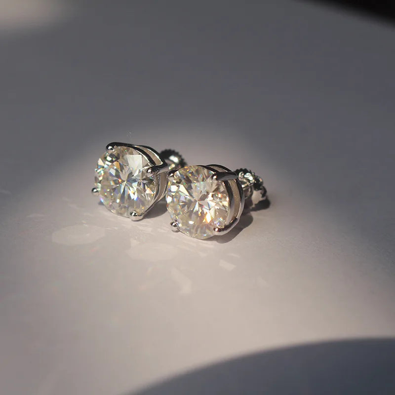 Premium 0.5-2ct Moissanite Diamond Stud Earrings for Women Orginal 925 Sterling Silver Screw Back Women Moissanite Earring 2026