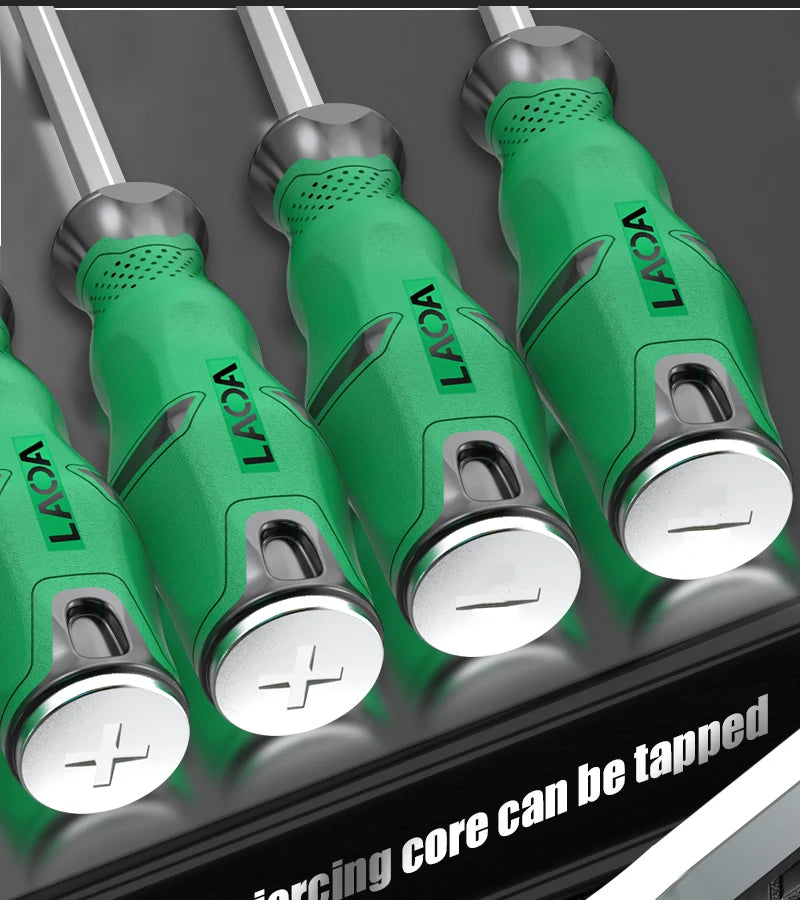 1pcs LAOA Magnetic Screwdriver Phillips Slotted Screwdrivers Set Hardness 58HRC Alloy Steel with Tap Knock Function