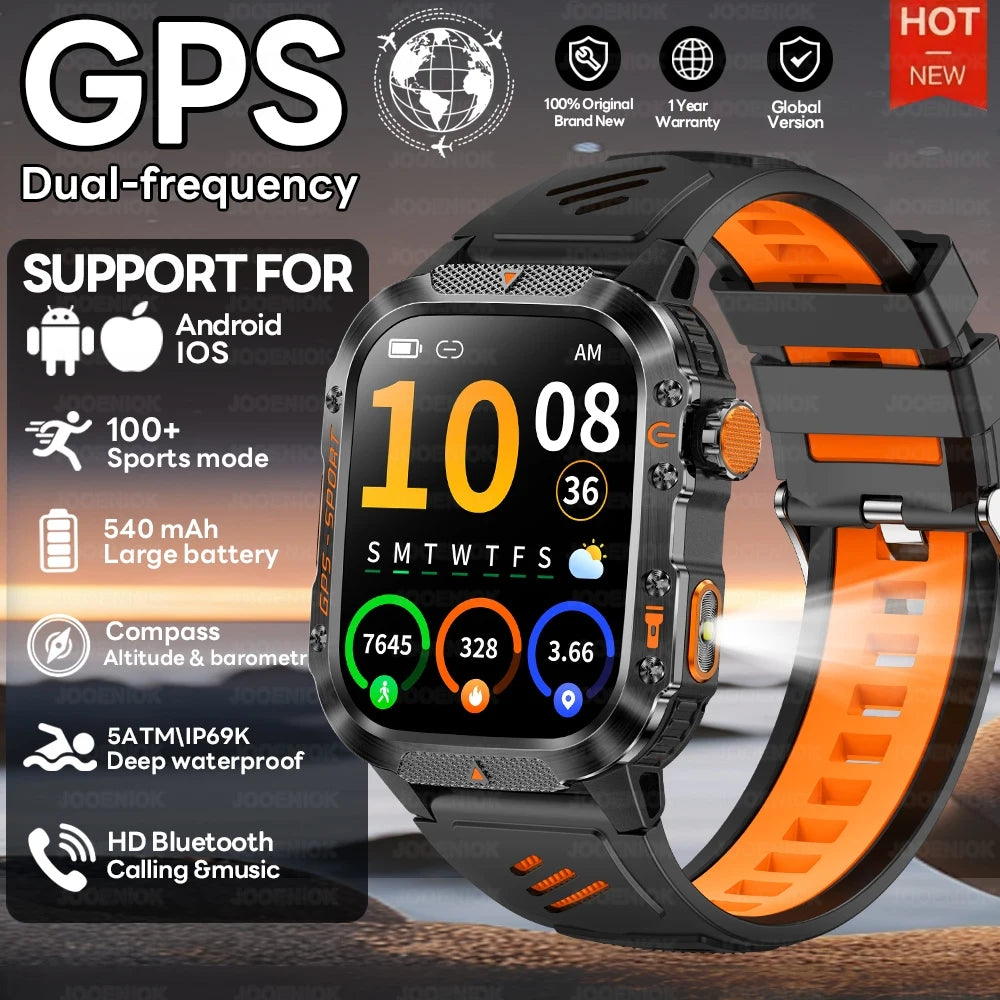 2025 New Dual-Frequency Satellite GPS Sports Smart Watch Compass Barometer Bluetooth Call 10ATM Waterproof Swim Smart Bracelet