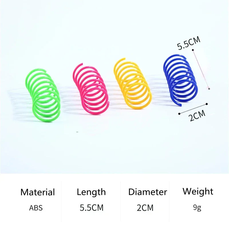 4/200Pcs Cat Spring Toy Cat Spiral Toys Interactive for Indoor Colorful Cats Plastic Springs Coil for Kitten Hunting Swatting