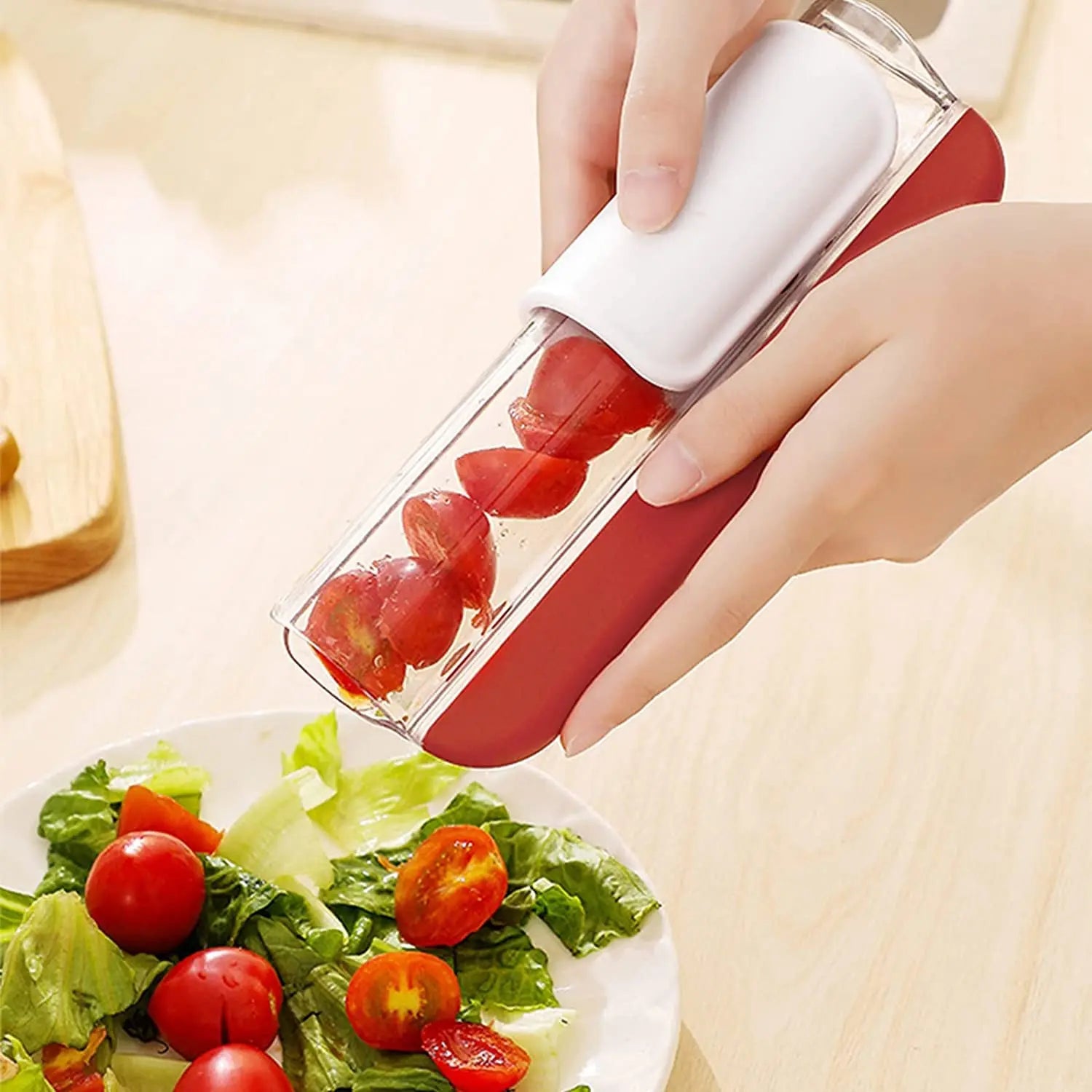 Tomato Grape Cherry Slicer Fruit Vegetable Salad Manual Slicer, Fruit and Vegetable Tool Kitchen Gadget, Progressive Zip Slicer