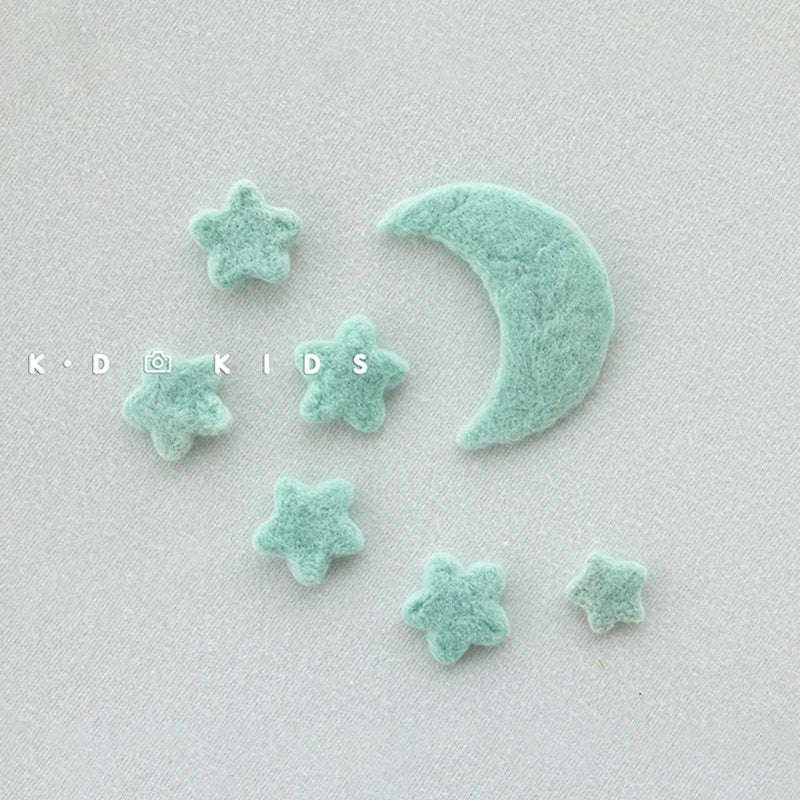 7pcs Wool Felt Stars and Moon Newborn Photography Props Background Mini Accessories Atmospheric Moon and Stars Baby Shoot Props