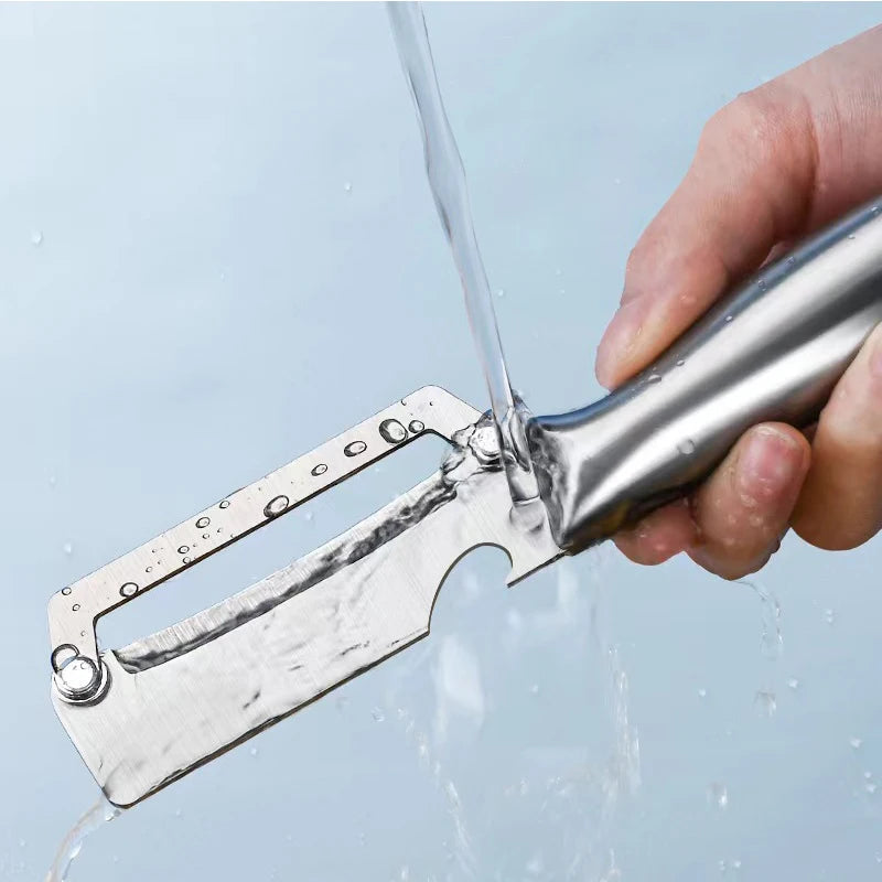 Stainless Steel Kitchen Peeler Multi-Function Kitchen-Specific Peeler for Slicing Fruit and Vegetables with Wooden/ Steel Handle
