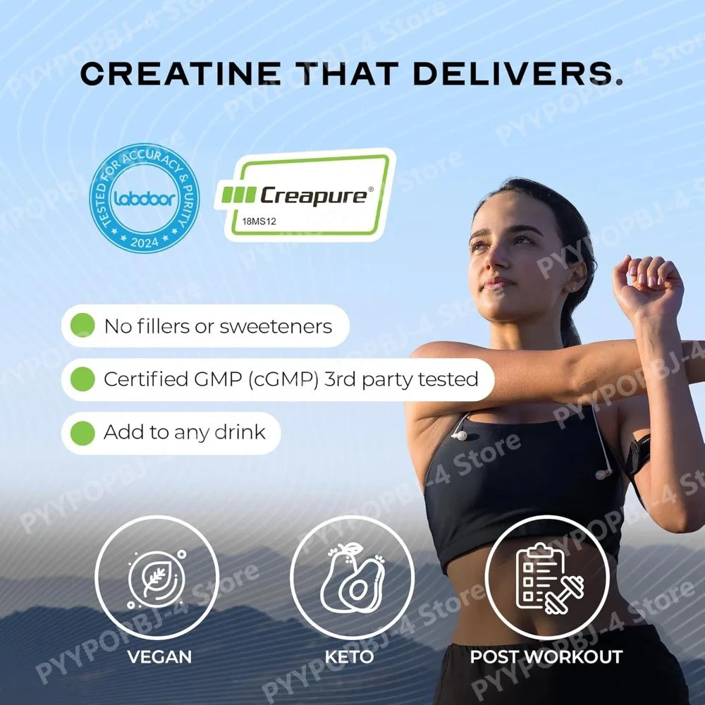 Creatine Monohydrate Powder 5000mg Per Serving, Unflavored Muscle Energy & Strength Support Supplement, Vegan Gluten Free, 300g