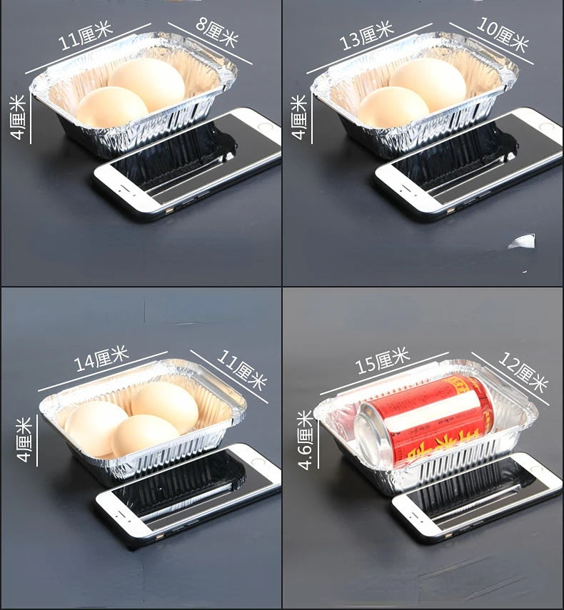 100 Pieces of Barbecue Tin Foil Special Packaging Box Aluminum Foil Lunch Box Home Takeaway Air Fryer Disposable Tin Foil Bowl