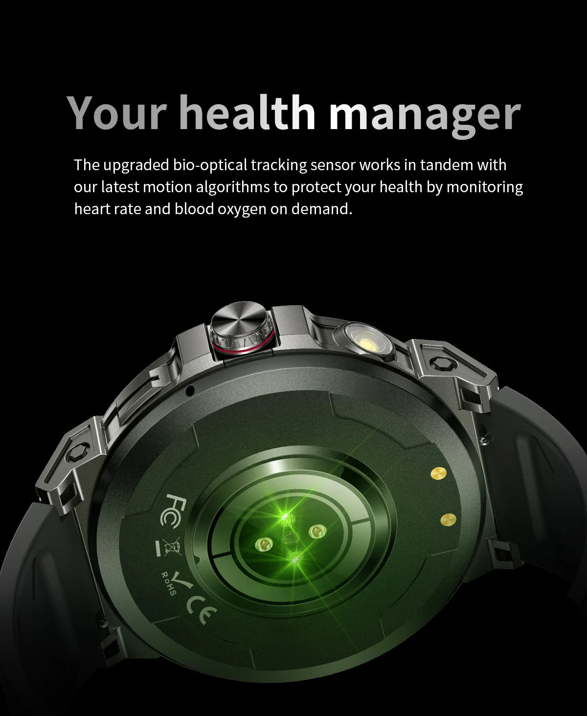 Military smartwatch men,760mAh Bluetooth call,LEDflashlight,compass,1.85HD Large screen,heart rate.blood pressure,IP68waterproof