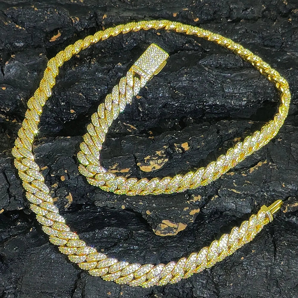10mm Hip Hop Cubic Zircon CZ Iced Out Bubbles Cuban Link Chain Necklace For Men Women Jewelry Birthday personalized Gift