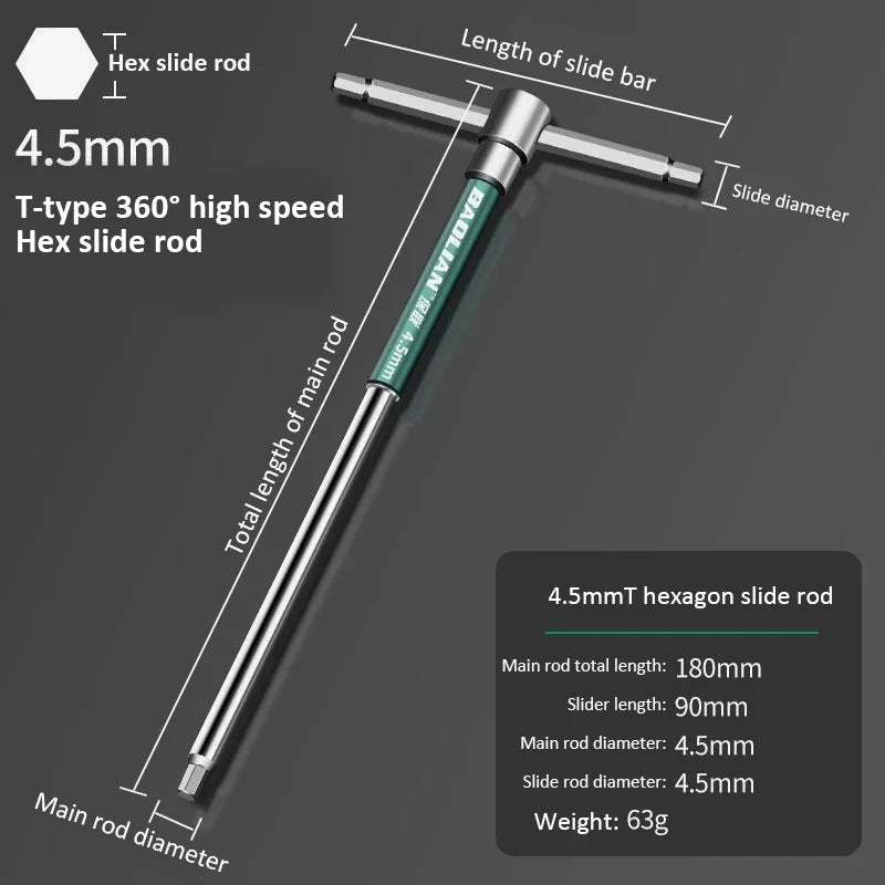 T/L Torx Screwdriver T-Type Allen Hex Wrench 2/2.5/3/3.5/4/4.5/5/6/8/10MM Extended T-Type Chrome Spanner Socket Wrench Hand Tool