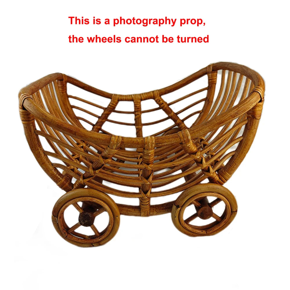 Original Baby Rattan Cart Basket Newborn Photography Props Trolley Baby Crib Newborn Photography Chair Stroller Prop Fotografia