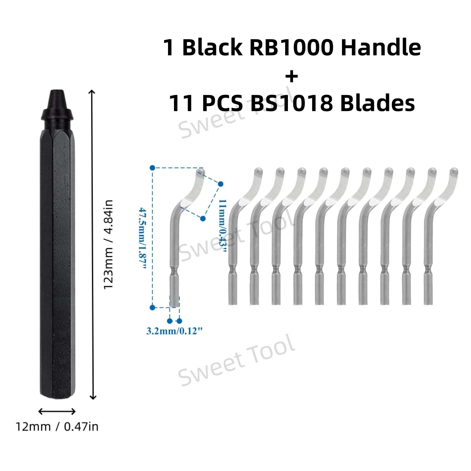 Deburring Tool Set RB1000 Black Metal Handle with 1/10/11 Swivel Blades for Metal PVC Plumbing 3D Printing Plastic Copper Resin