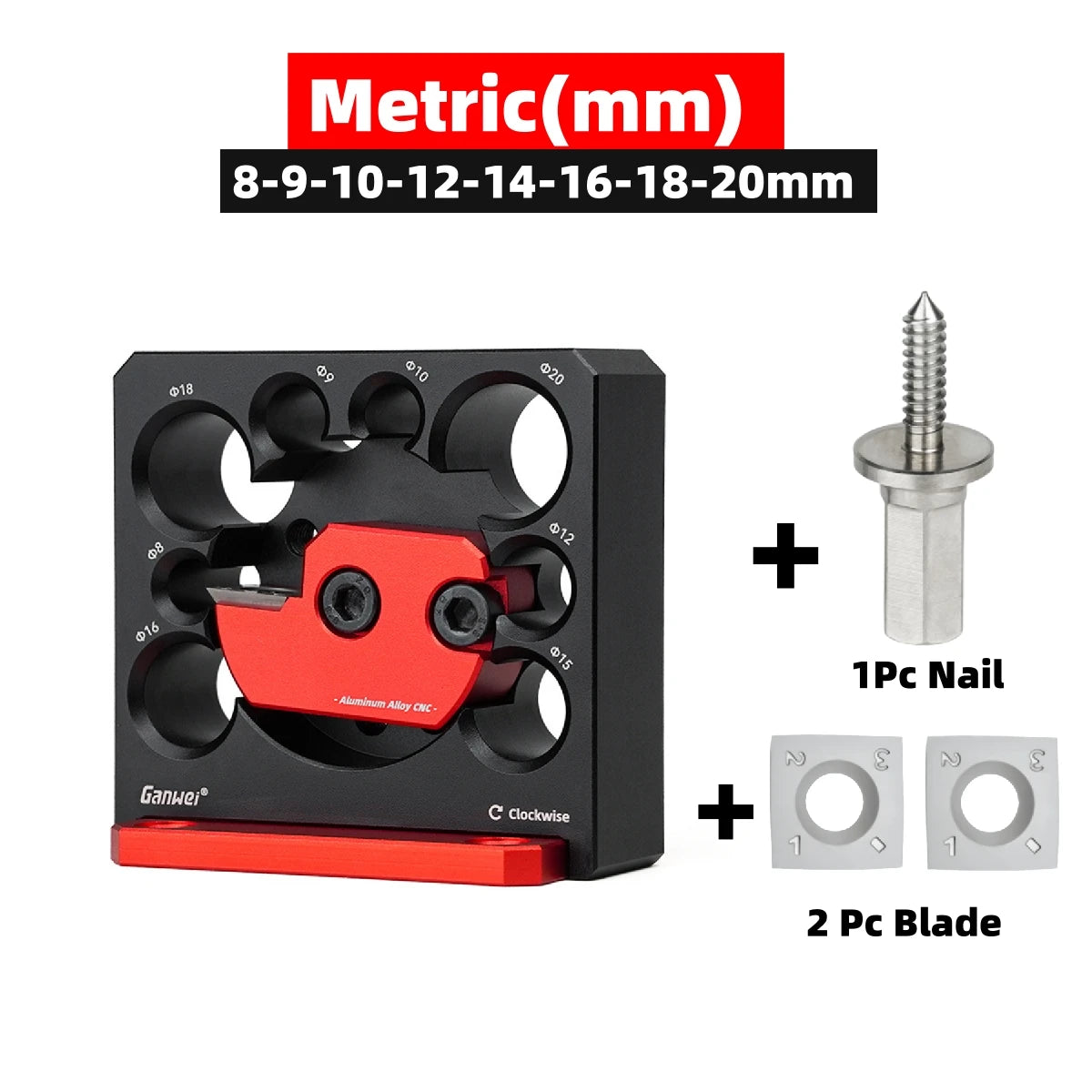 8 Holes Dowel Maker Jig Kit w/ Carbide Blades -Metric and Inch Woodworking Electric Drill Milling Dowel Round Rod Auxiliary Tool