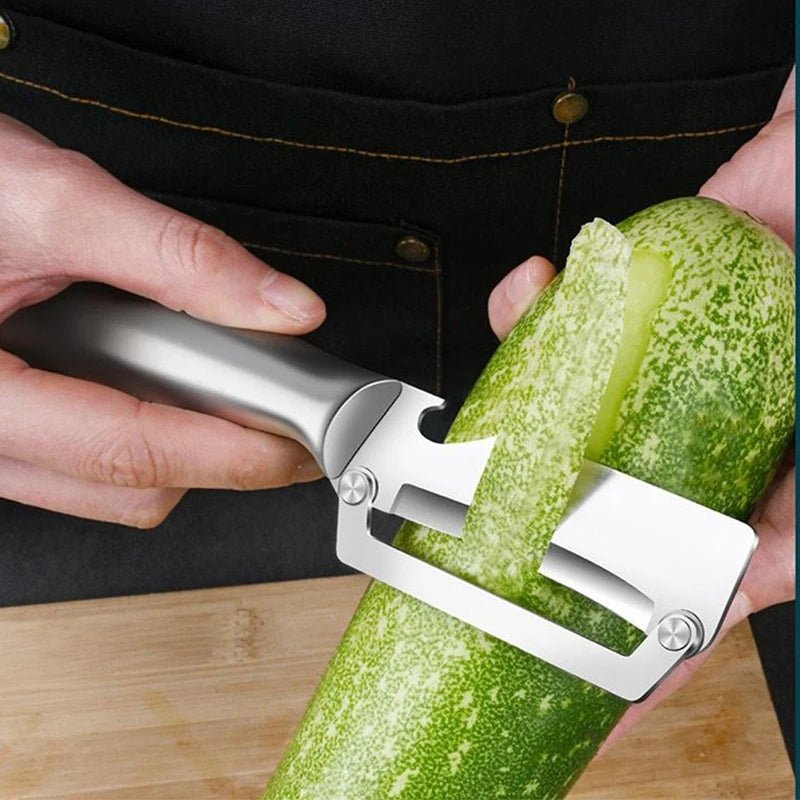 Stainless Steel Kitchen Peeler Multi-Function Kitchen-Specific Peeler for Slicing Fruit and Vegetables with Wooden/ Steel Handle