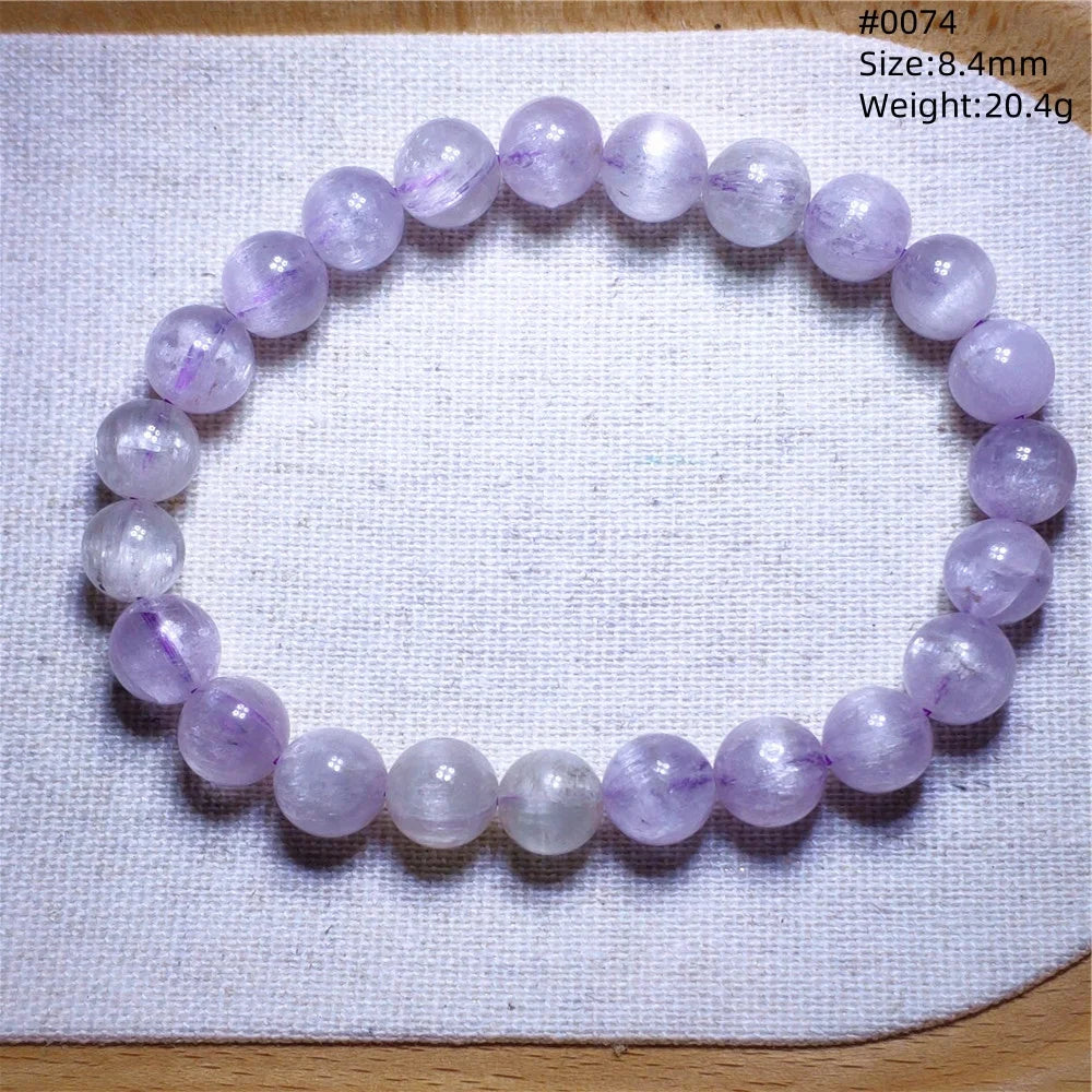 Natural Purple Kunzite Clear Round Beads Bracelet Jewelry Women Men Colorful Kunzite Bracelet Cat Eye Women Men AAAAAA