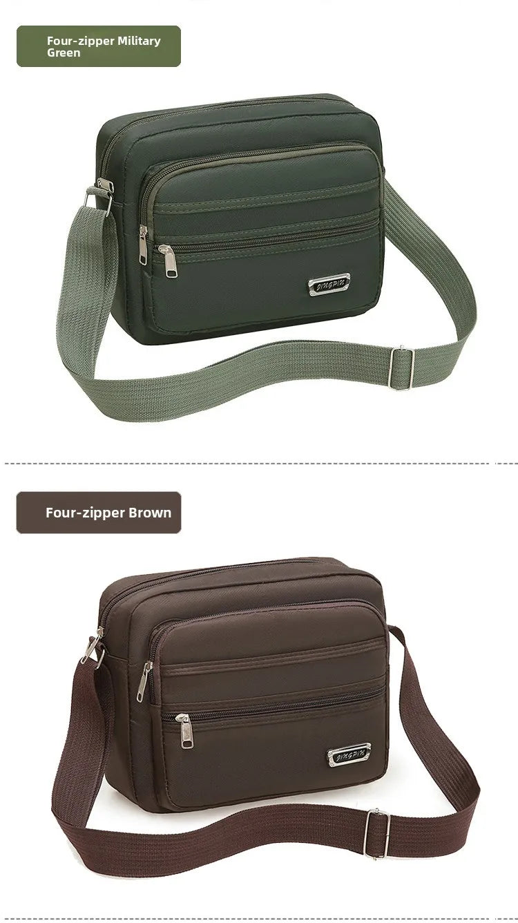 Casual Unisex Crossbody Bag Large Capacity Multi-layer Business Handling Bag Soft Nylon Material Zipper Closure Leisure Trave...