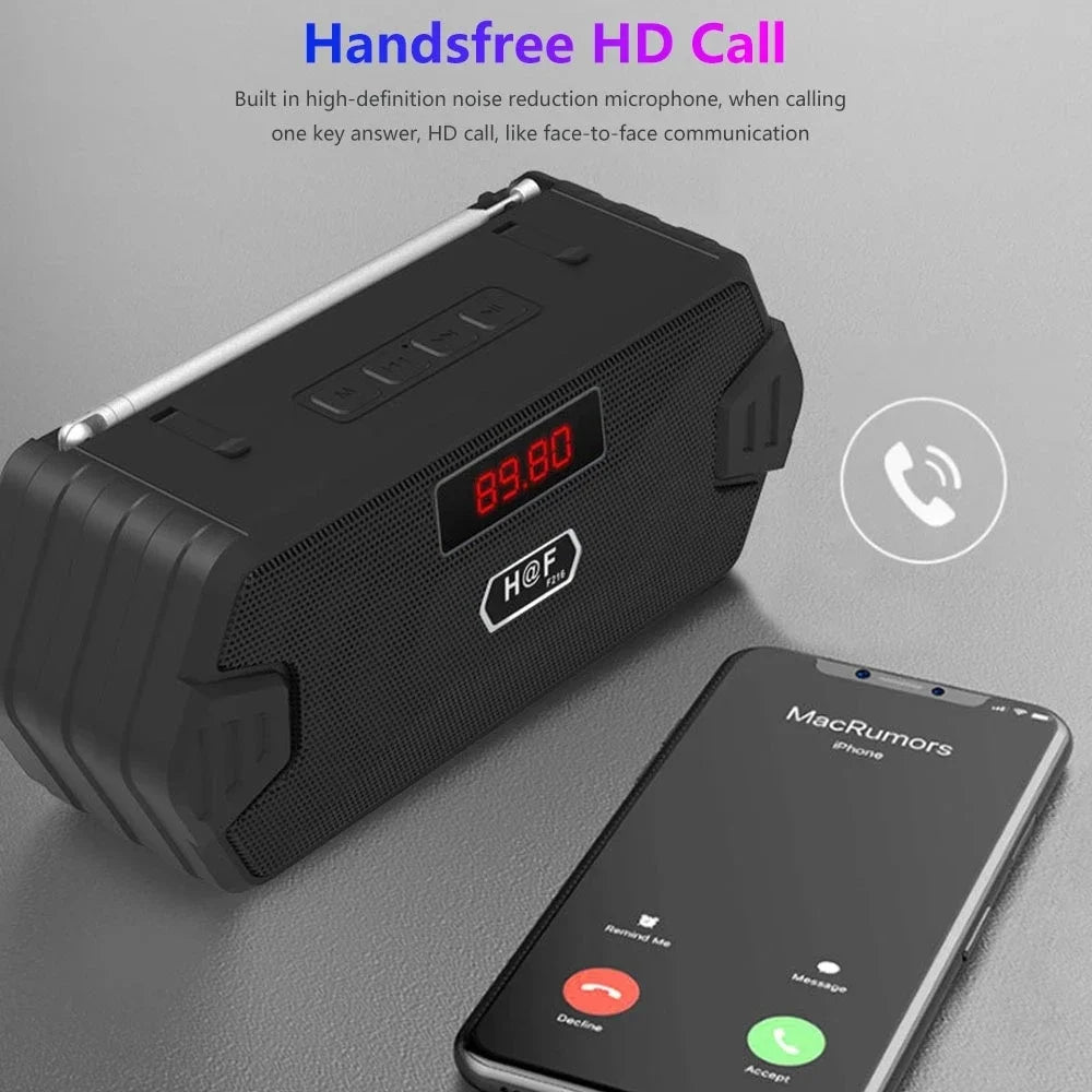 Radio FM Receiver Outdoor Portable Aux Wireless Bluetooth Speaker Subwoofer Music Sound Box Bass Hifi Blutooth Home Car Blutooth