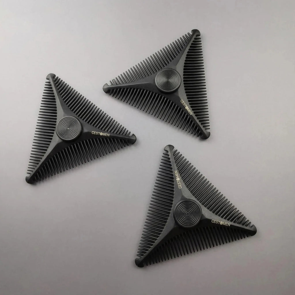 2/4Pc New Triangular Pocket Rotating Combs Fidget Bearing Portable Oil Head Comb For Men Mini Beard Combing Barber Styling Tools